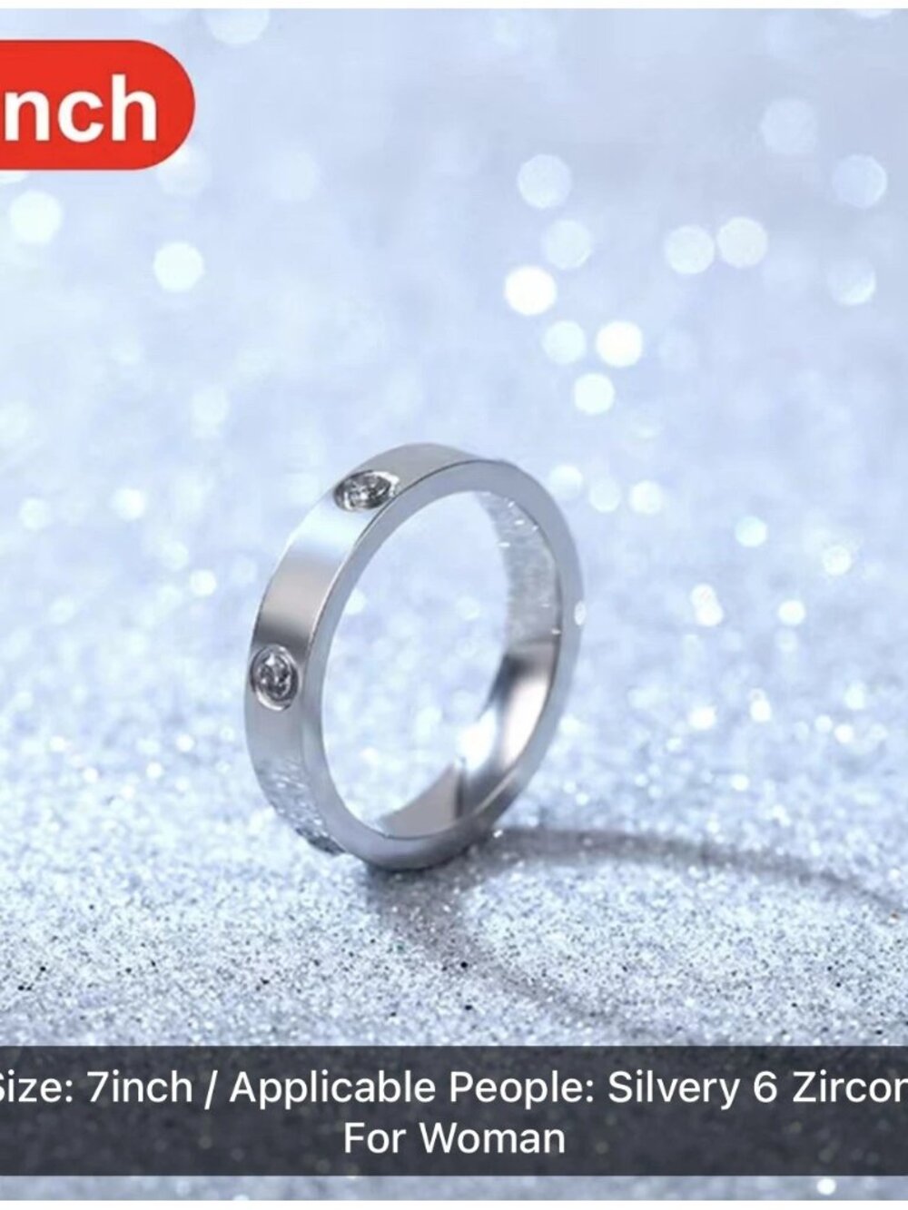 Six Stone Cubic Zircon Friendship Promise Ring Silver-Tone Size 7 NWT